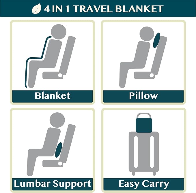 PAVILIA Travel Blanket and Pillow, Arms Opening Airplane Blankets - Image 8