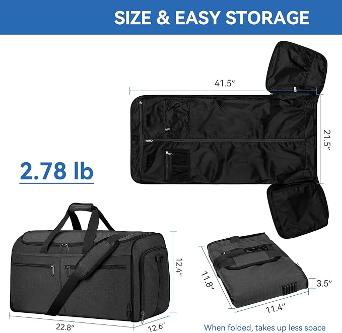 Garment Duffle Bags for Travel, Bukere Convertible Carry on Garment Duffel Bag - Image 3