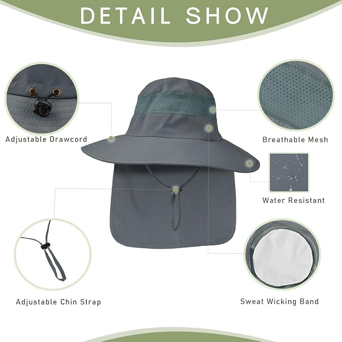 Fishing Hat Breathable Wide Brim Sun Hats - Image 5