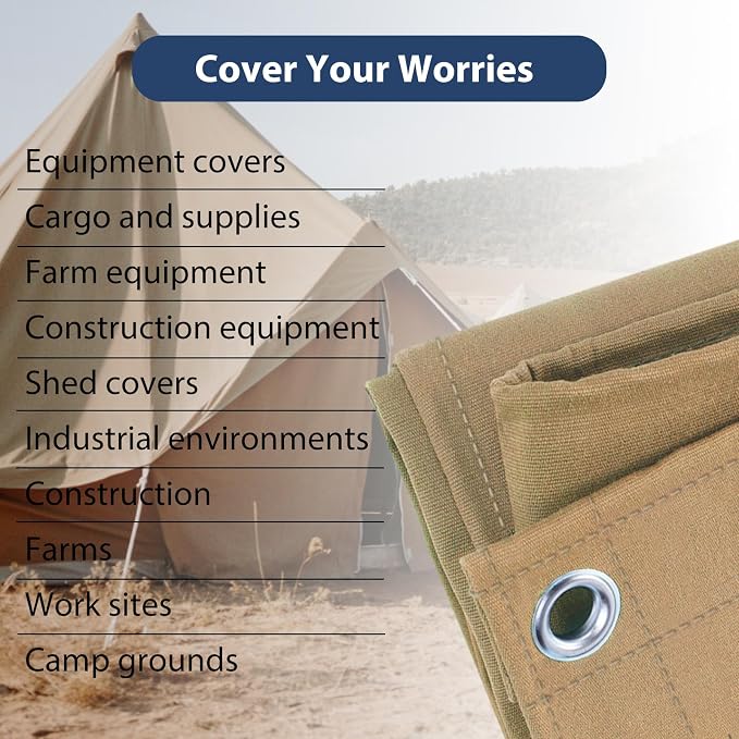 8’x10’ Canvas Tarps Heavy Duty Waterproof Tarpaulins - Image 7