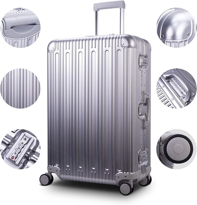 TRAVELKING All Aluminum Luggage Carry On Spinner Hard Shell Suitcase - Image 3