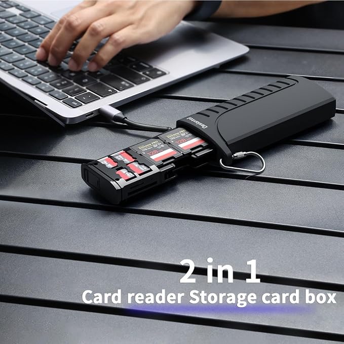2 in 1 Micro SD Card Reader Case TF Card Holder Carrying Case, Dual Card Reader - Image 2