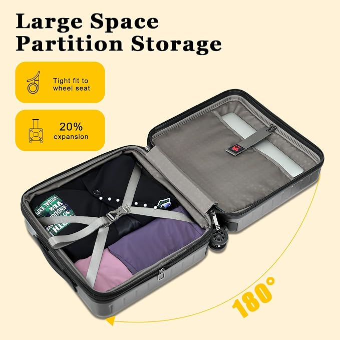 16 Inch Carry On Luggage Airline Approved, Expandable Lightweight ABS+PC Hard - Image 3