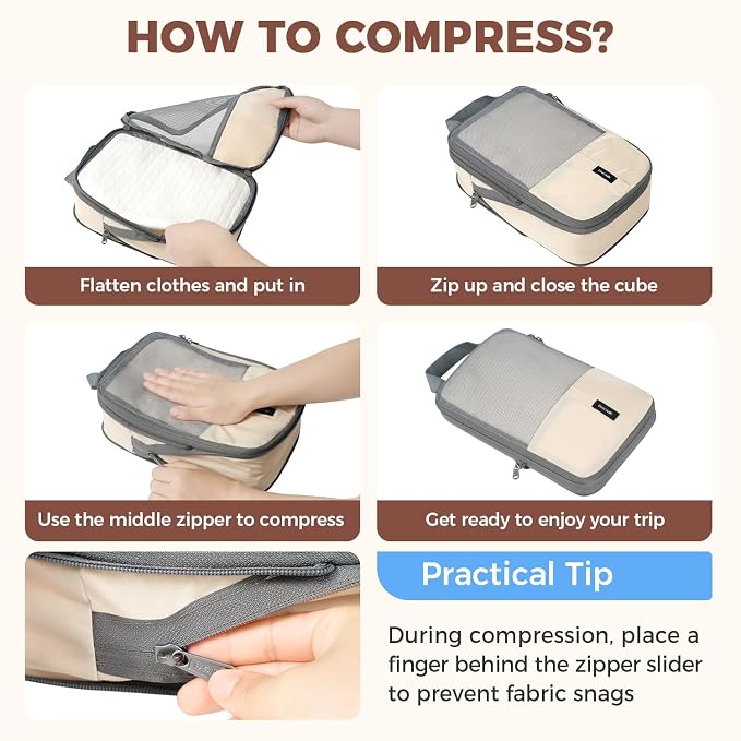 BAGAIL 6 Set/4 Set Lightweight Compression Packing Cubes - Image 5