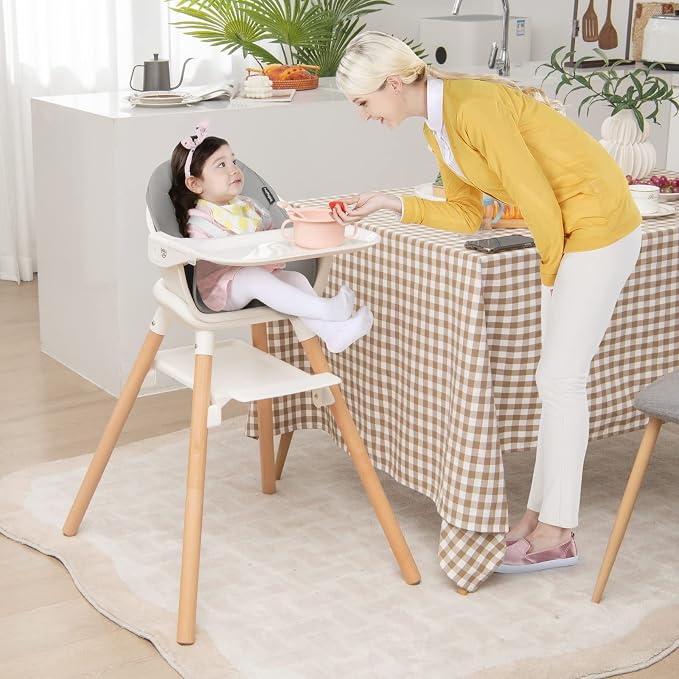 BABY JOY Baby High Chair, 6 in 1 Convertible Wooden High Chair - Image 8