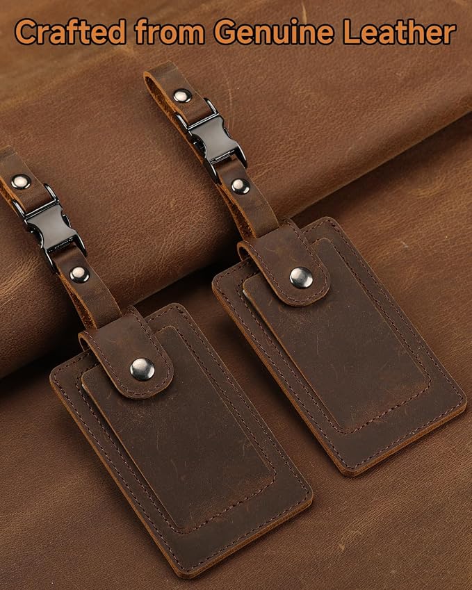 Premium Genuine Leather Luggage Tags - Image 2