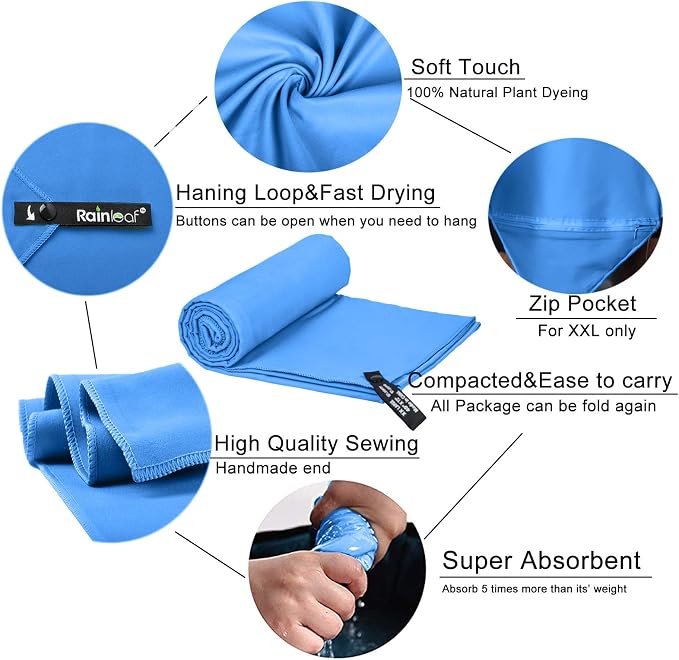 Rainleaf Microfiber Towel Perfect Travel & Gym & Camping Towel. Quick Dry - Image 3