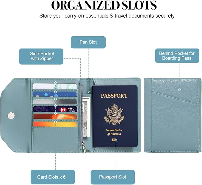 Leather Passport Holder for Travel, Passport Book Holder, Rfid Blocking Travel - Image 6