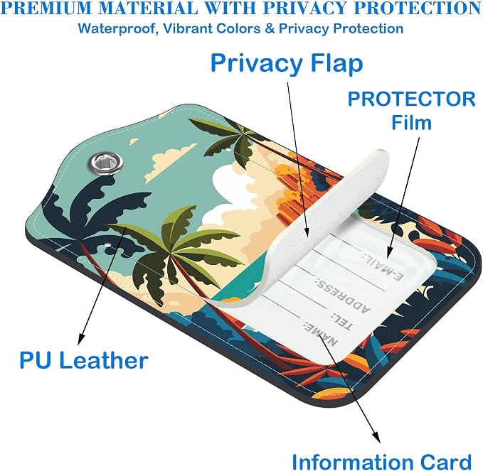 Tropical Beach at Sunset Luggage Tags - Image 3