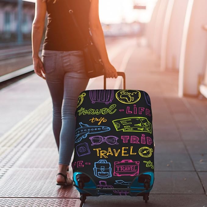 Trip Colored Graffiti Travel-Life Style Luggage Cover Washable Suitcase - Image 8