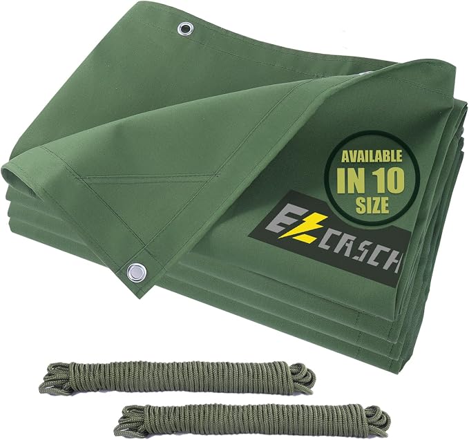 20’x30’ Canvas Tarp Heavy Duty Water Resistant Tarpaulins by Ezcasch