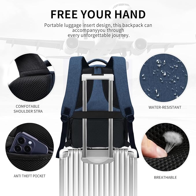 Blue Backpack for Men Women, Backpack for School, School Backpacks for Boys - Image 5