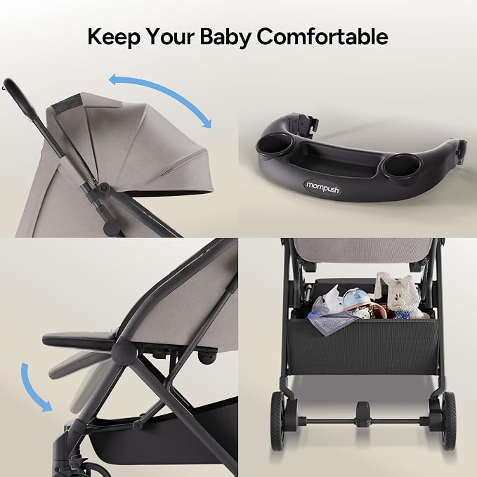 Mompush Lithe V2 Lightweight Travel Stroller, Compact Foldable Baby Stroller - Image 8