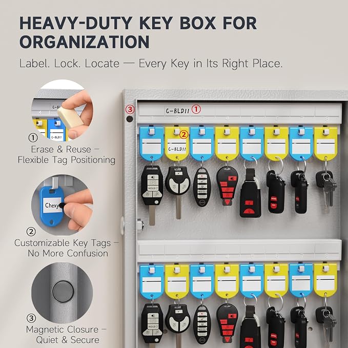 WeHere 48 Key Lock Box Wall Mount, APP Bluetooth/OTP/Wi-Fi Remote/Fixed - Image 3