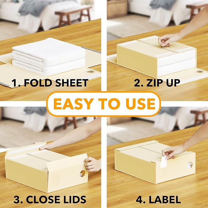SpaceAid 3 Pack Bed Sheet Organizers and Storage, Foldable Linen Closet - Image 3