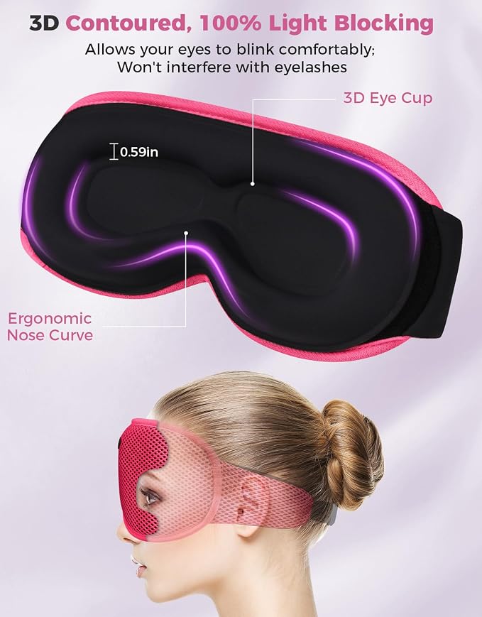 3D Contoured Sleep Mask with Bluetooth Headphones, Eye Masks - Image 2