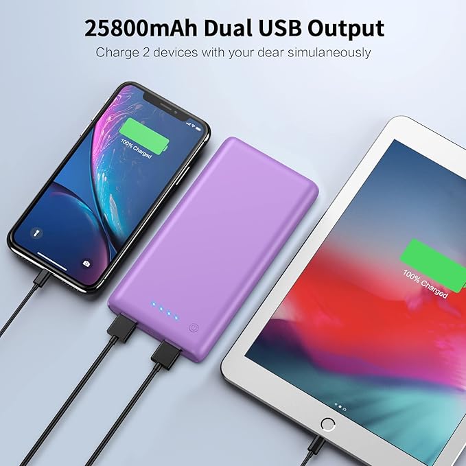 Portable Charger Power Bank 25800mAh Huge Capacity External Battery Pack Dual - Image 4