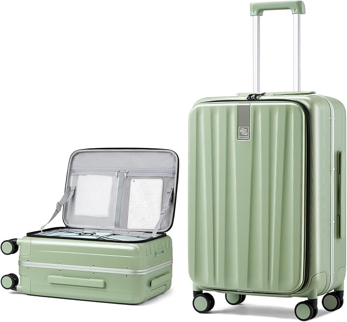 Hanke 26 Inch Large checked Luggage PC Hard Shell luggage Top Opening Aluminum by Hanke