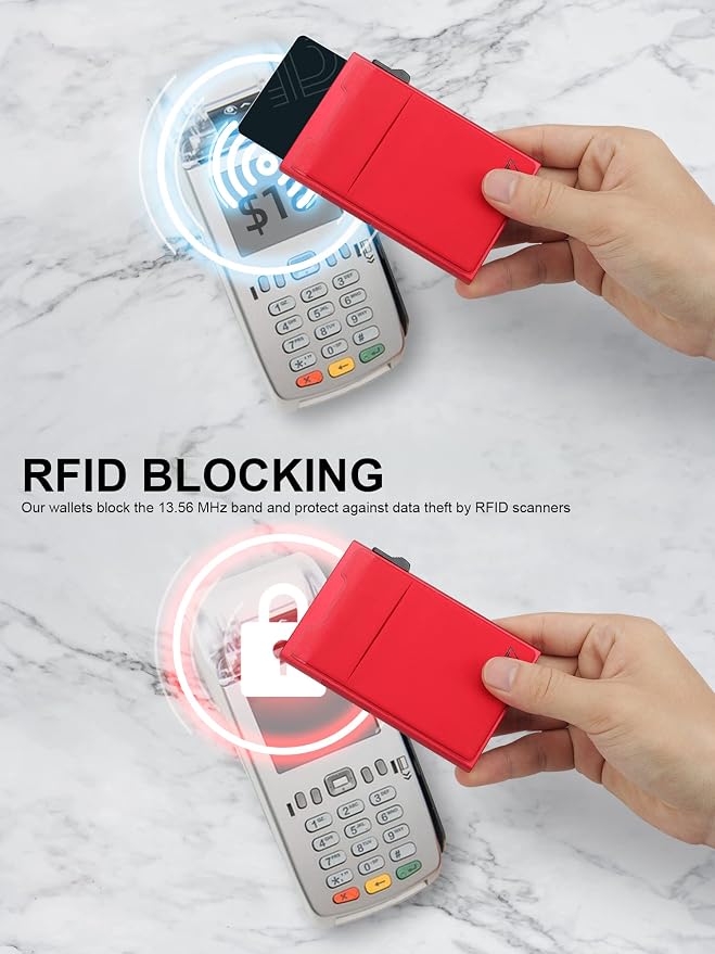 Minimalist Metal wallet, RFID Blocking Smart Pop Up Card Wallet 6-12 Cards - Image 3