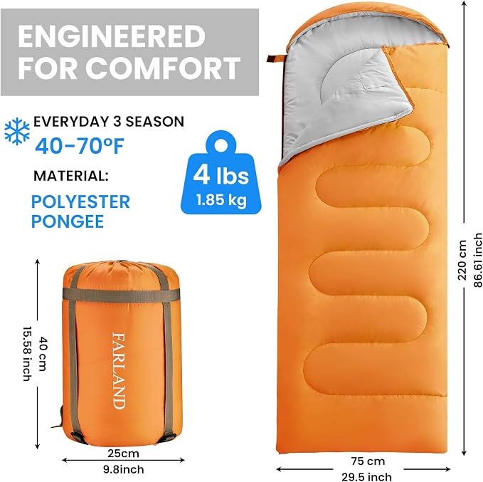 FARLAND Sleeping Bags 30℉ for Adults Teens Kids - Image 2