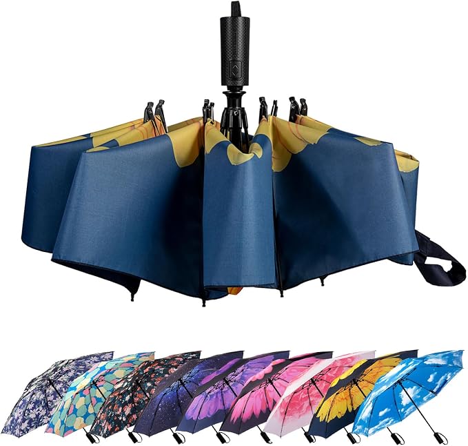 LANBRELLA Compact Reverse Folding Umbrella Auto Windproof Travel Umbrella by LANBRELLA