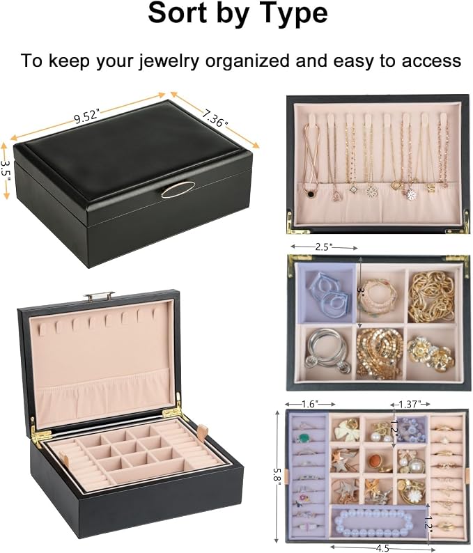 Small Jewelry Organizer for Women, 2-Layer Travel Jewelry Box - Image 6