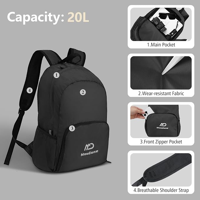 20L Ultra Lightweight Packable Backpack，Handy Foldable Waterproof Daypack - Image 4