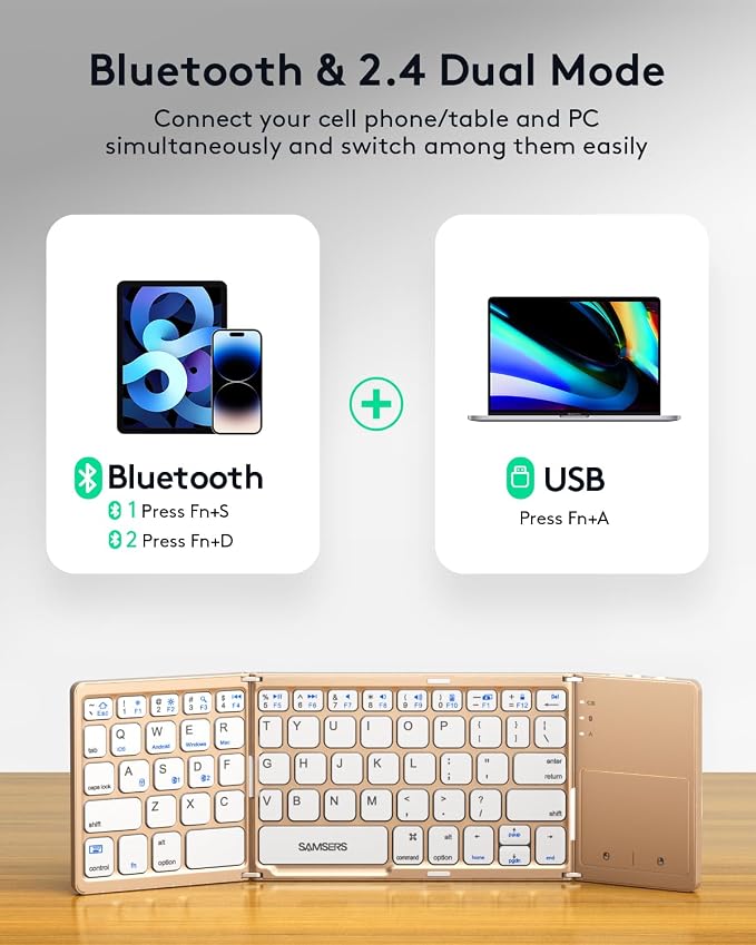 Samsers Multi-Device Foldable Bluetooth Keyboard - Image 2