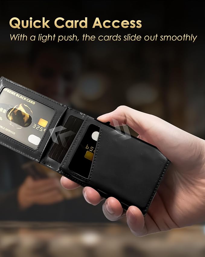 Wallet for Men - RFID Blocking Bifold Slim Minimalist Credit Card Holder Pop Up - Image 2