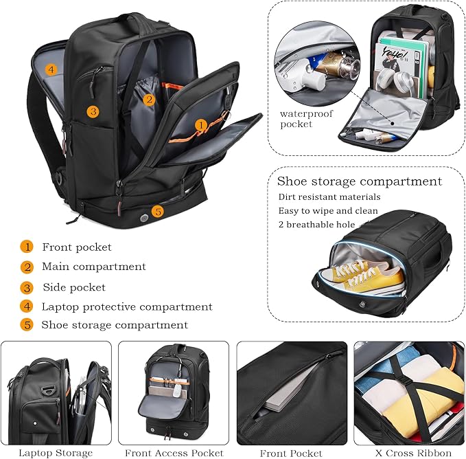 Somago Laptop Backpack Carry On Water Resistant Durable Daypack Backpack fits - Image 3