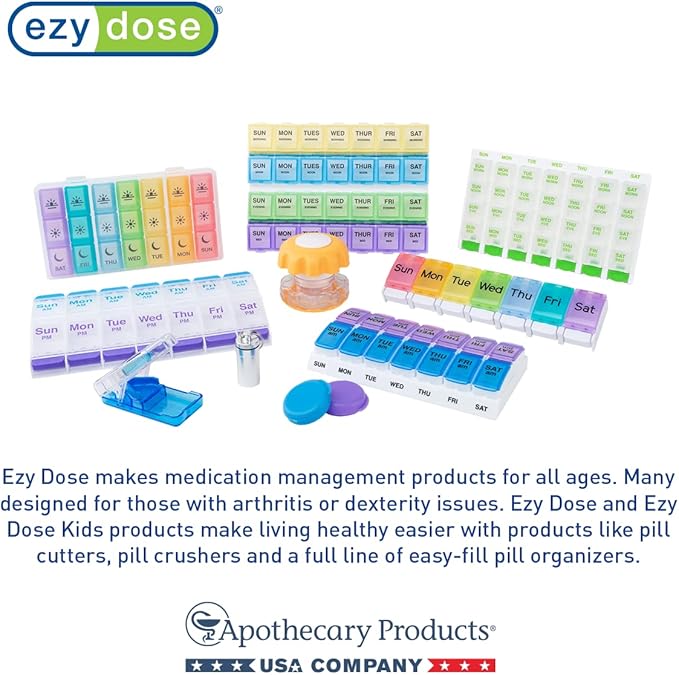EZY DOSE Weekly Daily Pill Planner, Medicine Case, Vitamin Organizer Container - Image 6