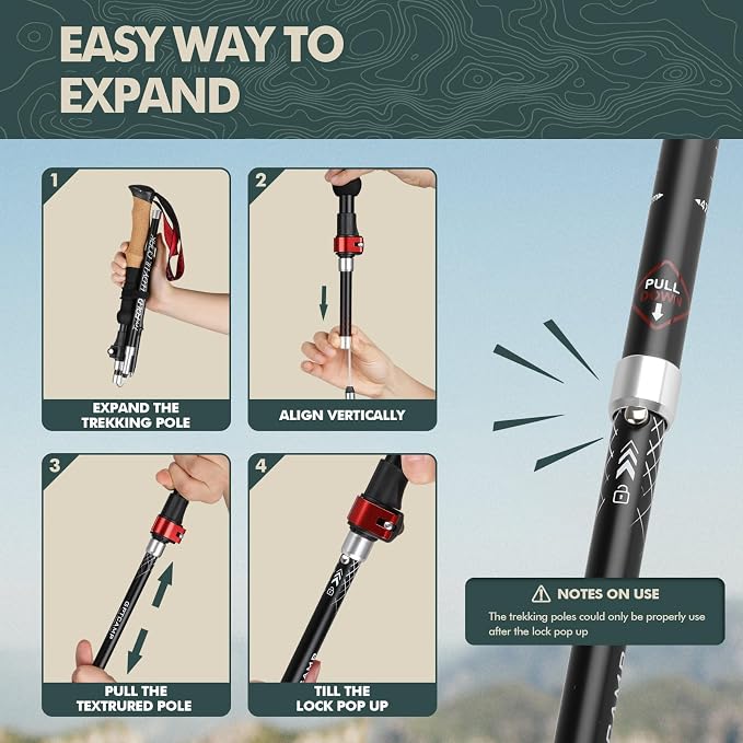 GPTCAMP Nordic Walking Stick, Cork Handle, Lightweight 7075 Aluminum Trekking - Image 5