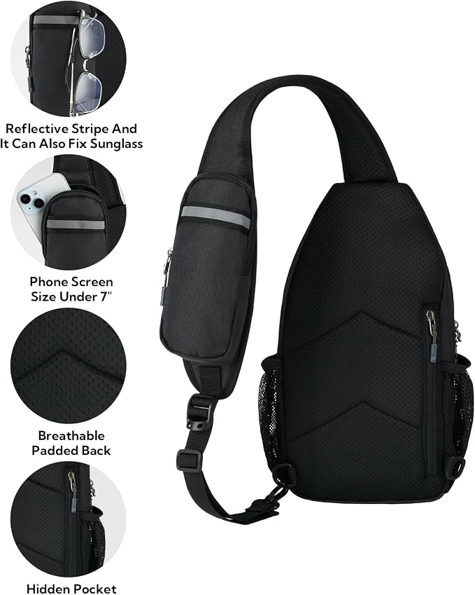 WATERFLY Crossbody Sling Backpack Sling Bag Travel Hiking Chest Bag Daypack - Image 6