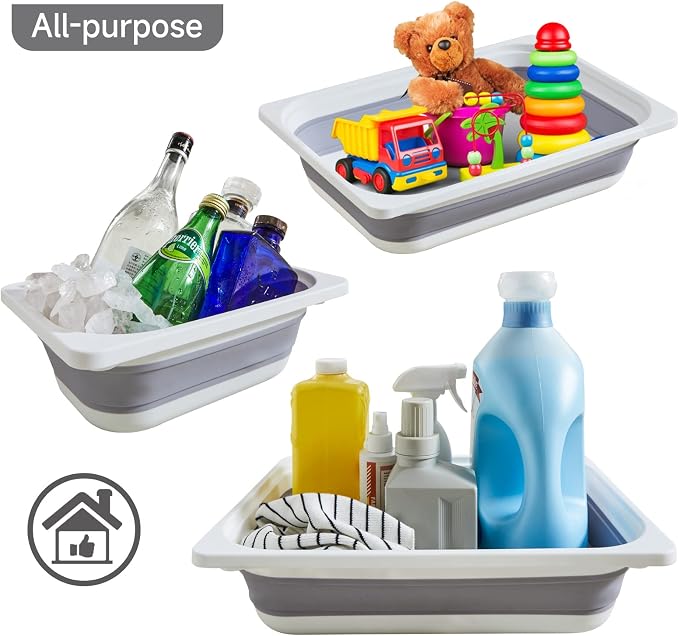 Beright 2 Pack Storage Bins, Collapsible Wash Basin Folding Dish Tub Sink - Image 6
