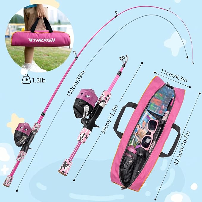 Kids Fishing Pole Set, Telescopic Fishing Rod Reel Combo Kids Starter Kit - Image 2