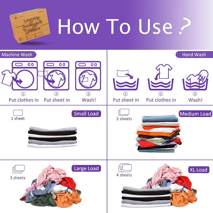 Freelivity Laundry Detergent Sheets, 200 Loads Eco-Friendly Laundry Soap Strips - Image 3