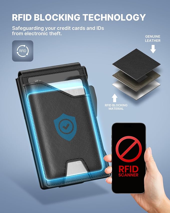 typecase Tactical Wallet for Men Card Holder: Pop Up Card Case, Genuine Leather - Image 6