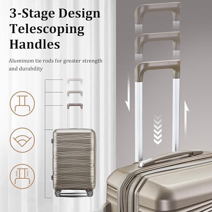 Luggage Set 4 Piece with Spinner Wheel, TSA Approved Expandable Hardshell - Image 7