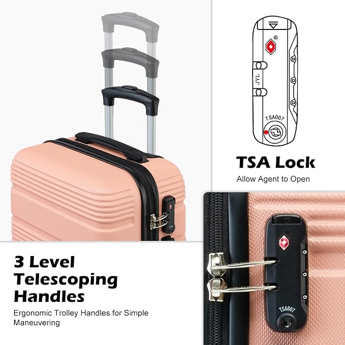 LONG VACATION 3 Piece Carry On Luggage 20 Inch Suitcase - Image 2