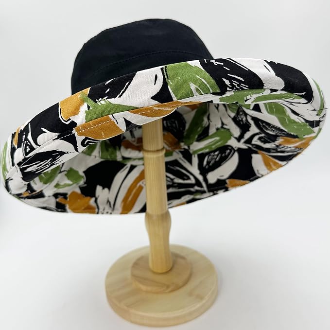 vidsel Womens Sun Hats Wide Brim Reversible Bucket Cotton Hat Packable Summer - Image 8
