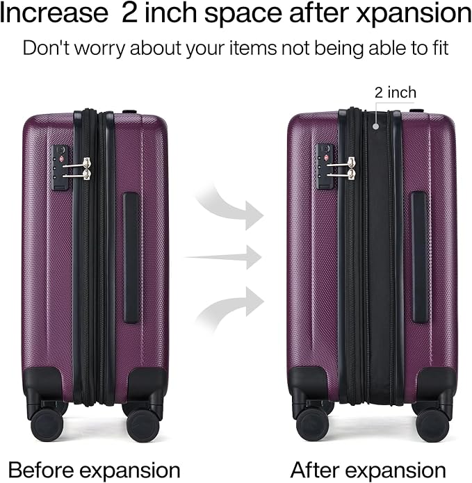 Hanke Expandable Hard Shell Luggage Sets 2 piece Carry on Luggage - Image 3