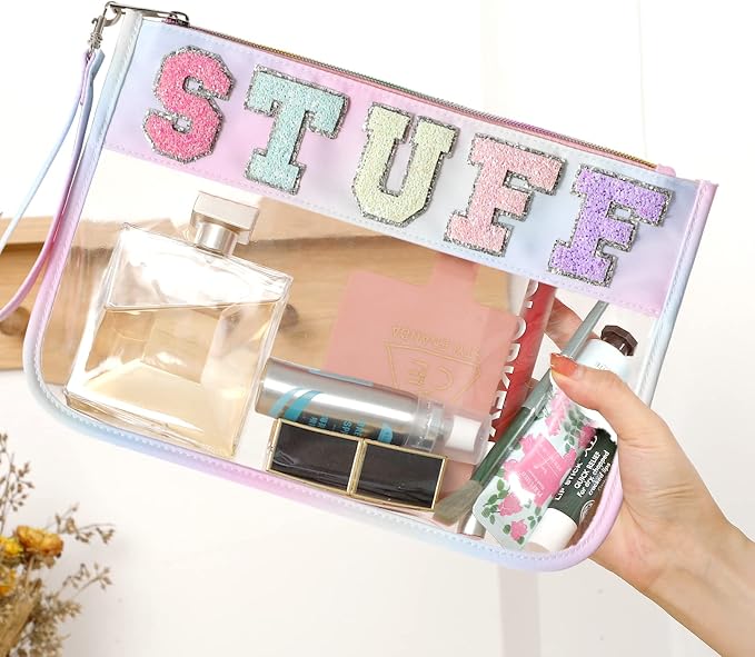 DYSHAYEN Chenille Letter Clear Zipper Pouch - Image 5