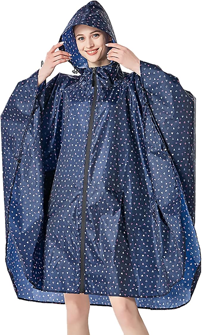 ANYOO Waterproof Rain Poncho Lightweight Reusable Hiking Hooded Coat Jacket - Image 2