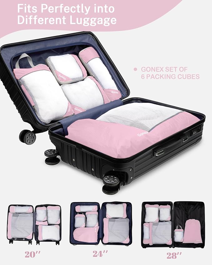 Compression Packing Cubes, Gonex Extensible Storage Mesh Bags Organizers - Image 5