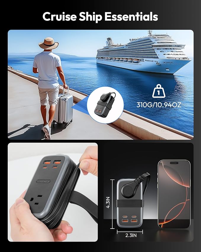 NTONPOWER GAN Ultra 65W USB Fast Charging Station, 7 in 1 Travel Power Strip - Image 4