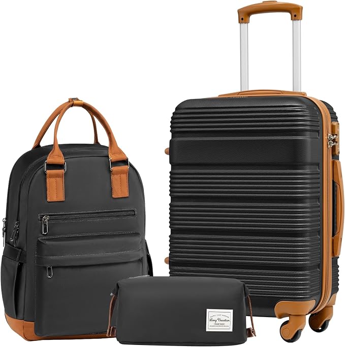 LONG VACATION 3 Piece Carry On Luggage 20 Inch Suitcase by LONG+VACATION
