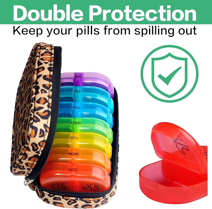 Serfeymi Weekly Travel Pill Organizer 2 Times A Day AM PM Upgraded Rainbow Pill - Image 5