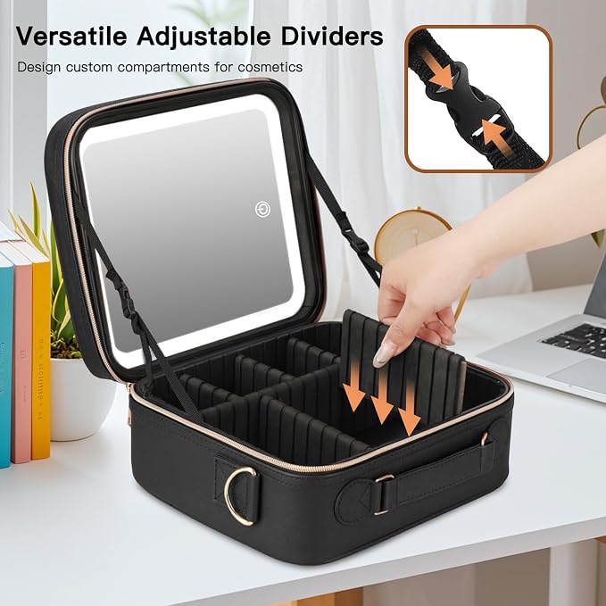 Travel Makeup Bag with LED Mirror, Cosmetic Bags - Image 5