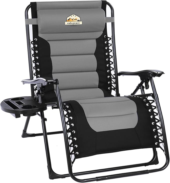 Oversized Padded Zero Gravity Lounge Chair, Foldable Patio Anti Gravity by ColegenceOutdoor