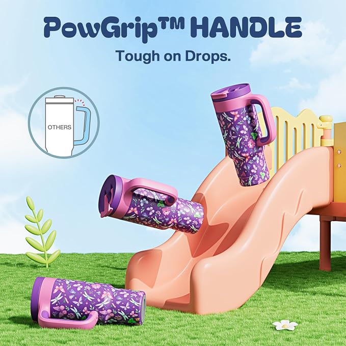 24 oz Insulated Tumbler for Kids: Spill-Proof, 2-in-1 Straw Lid, Cold for 26 Hrs - Image 4